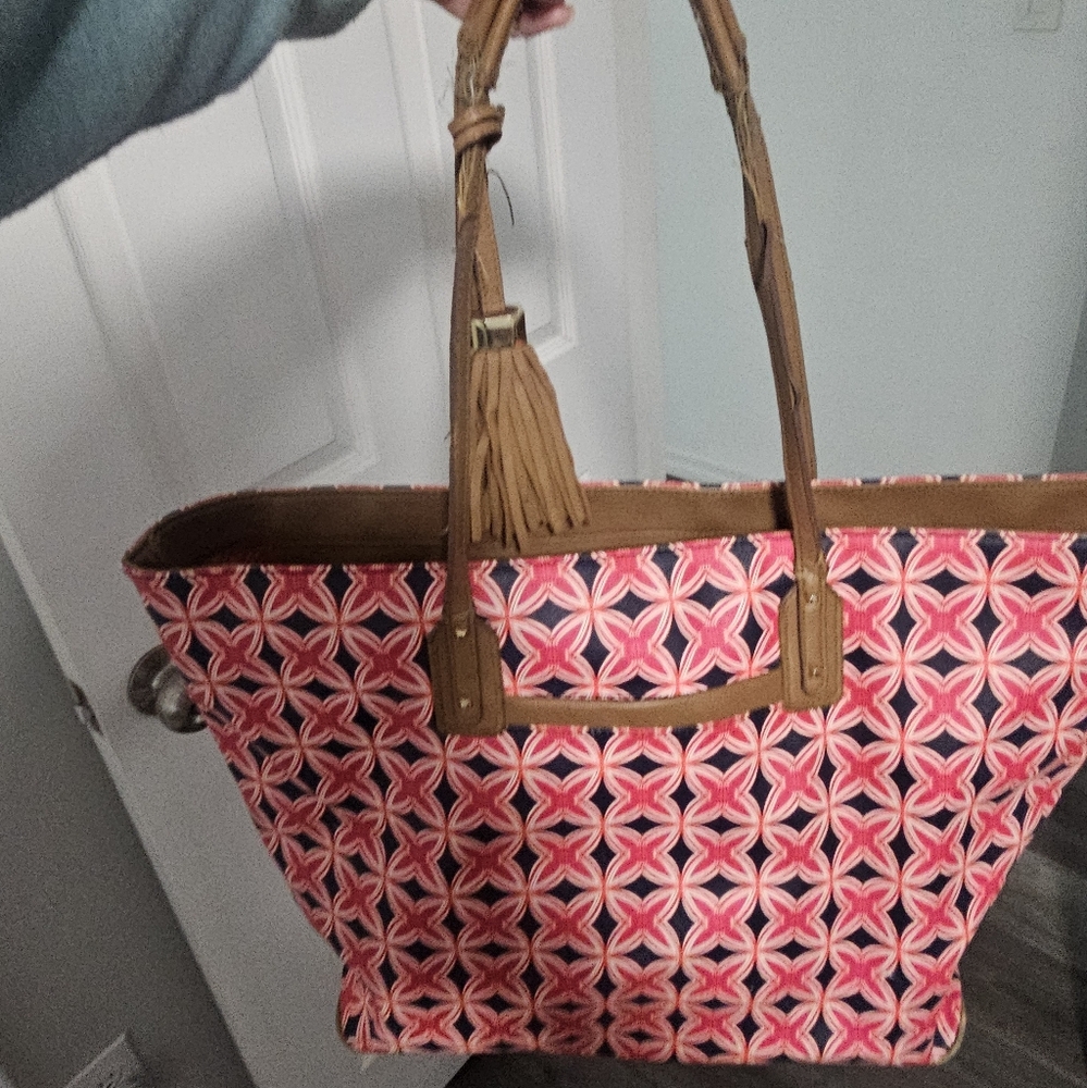 Stylish Pink and Brown Tote Bag